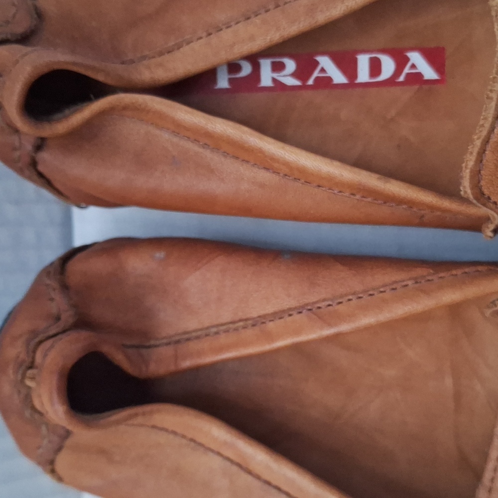 Prada Loafers Shoes Brown Tan leather Driver Loafer Leather 36 Women 6 - Picture 7 of 7